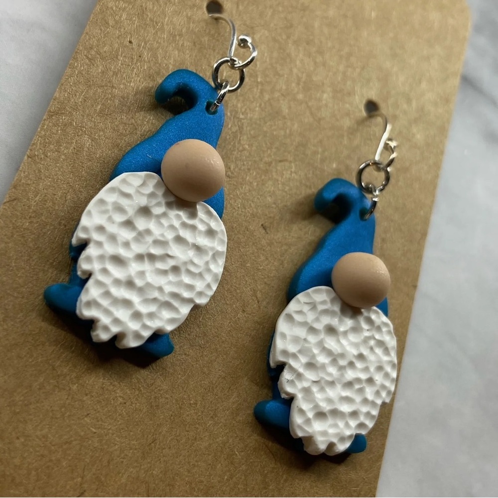 Handmade Earrings - Teal Blue Gnomies